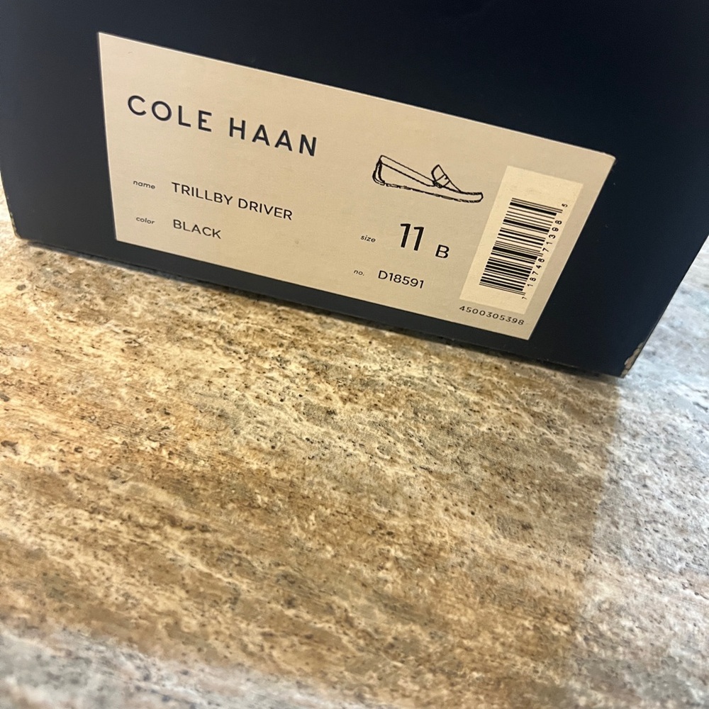 Cole Haan Black Leather Penny Loafers with White Stitching - Picture 5 of 5